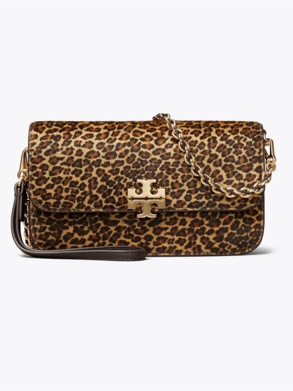 ๐ NWT Tory Burch Britten Haircalf Leopard-Print Chain Convertible Crossbody
